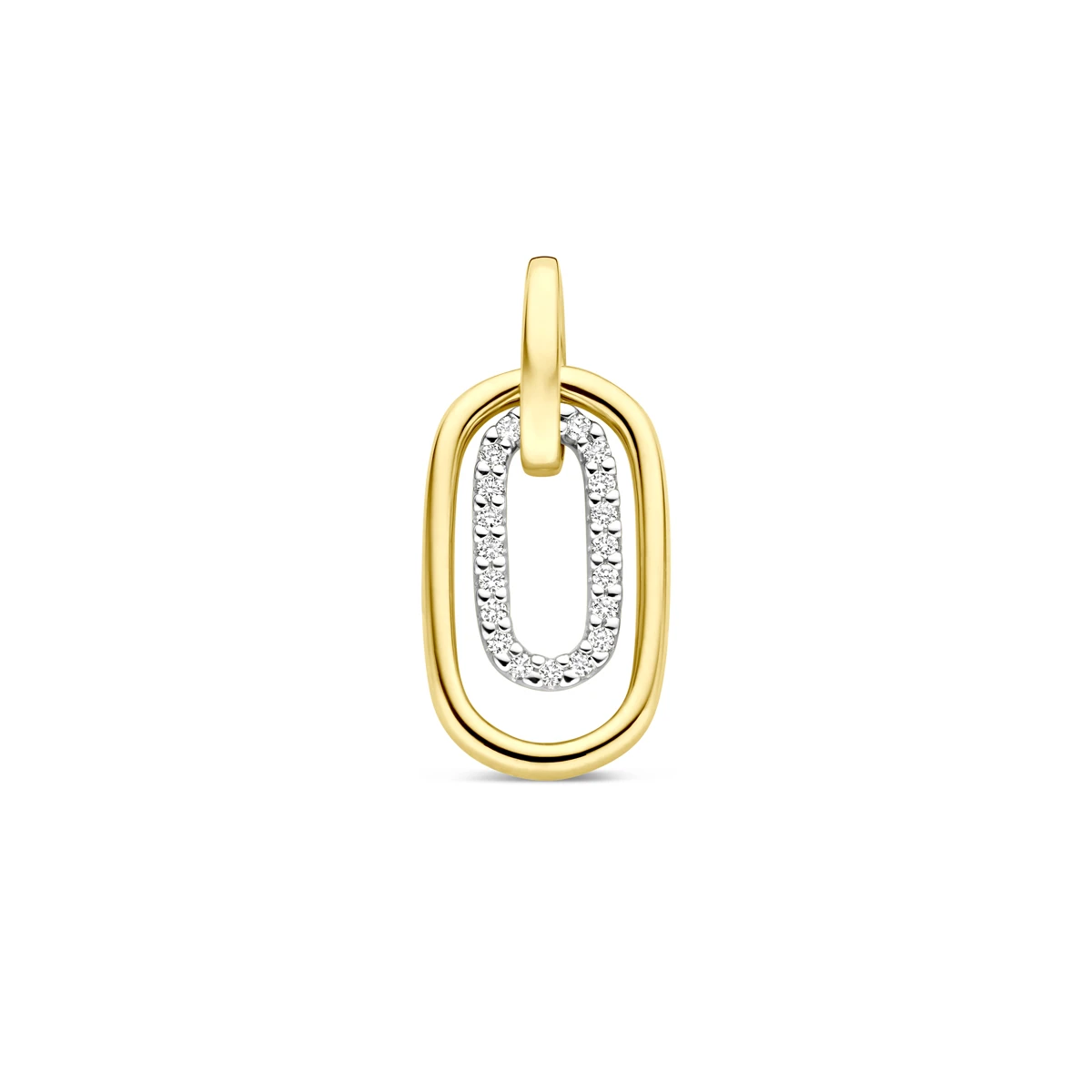 hanger diamant 0.08ct h si 20 mm 14K bicolor goud geel/wit