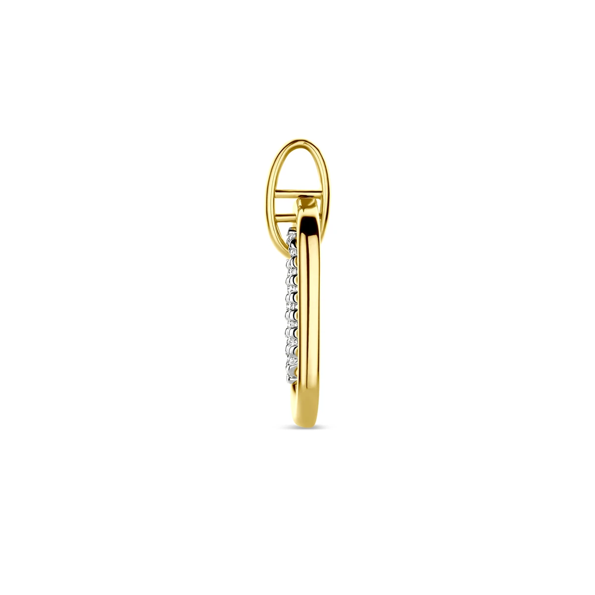 hanger diamant 0.08ct h si 20 mm 14K bicolor goud geel/wit