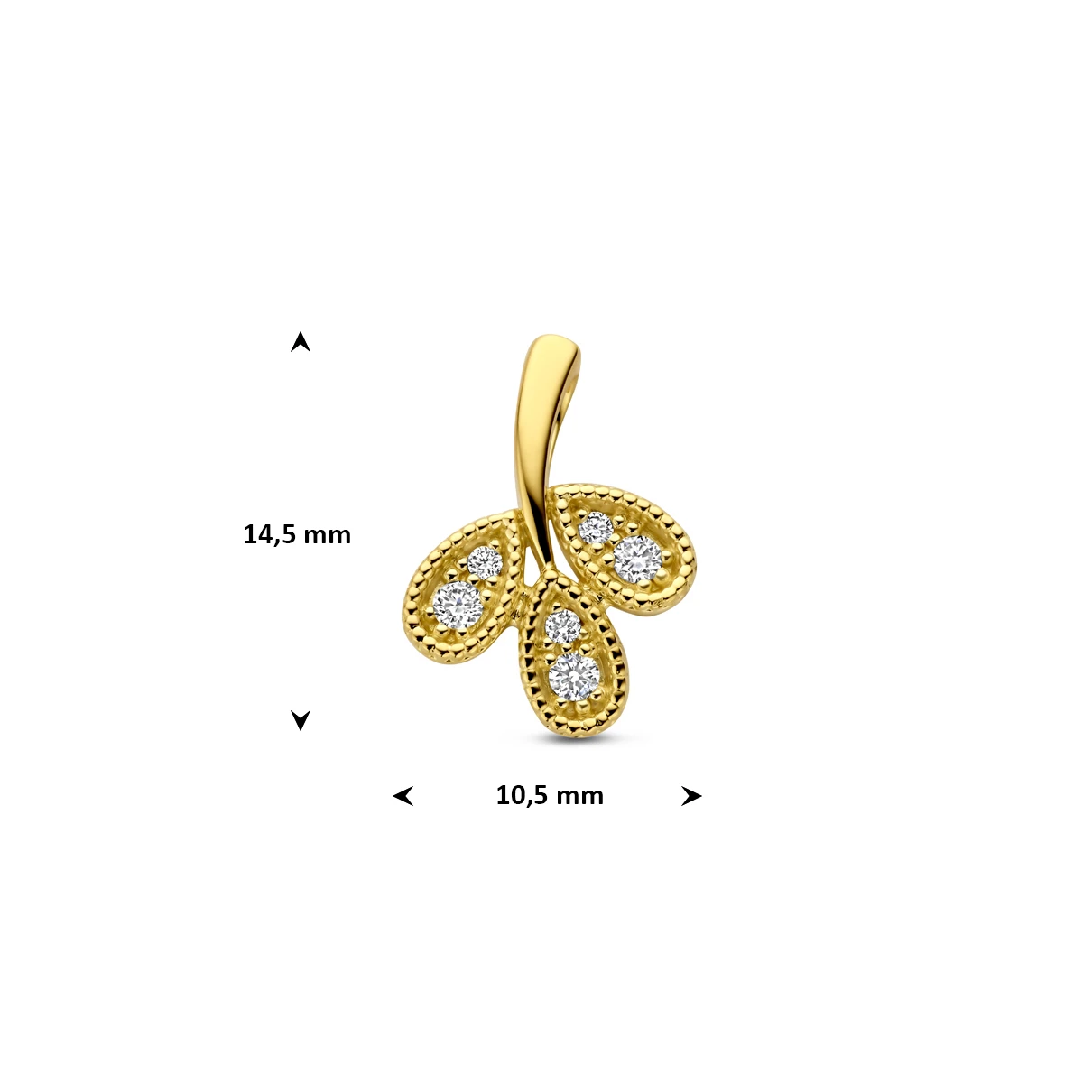 hanger diamant 0.09ct h si 14,5 mm 14K geelgoud