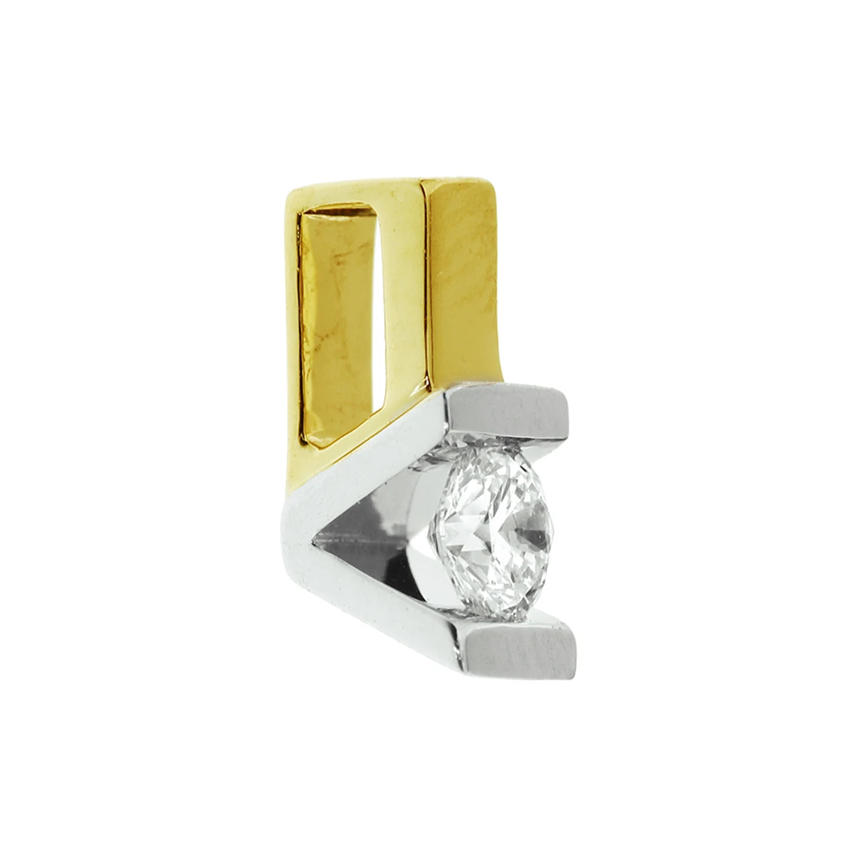 hanger diamant 0.10ct h si 14K bicolor goud geel/wit