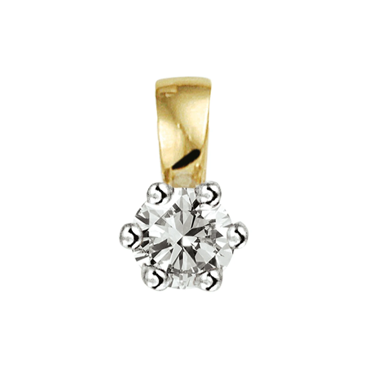 hanger diamant 0.10ct h si 7 mm 14K bicolor goud geel/wit