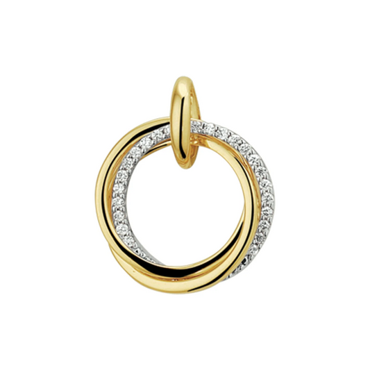 hanger diamant 0.12ct h si 14K bicolor goud geel/wit