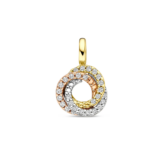 hanger tricolor diamant 0.13ct h si 14 mm 14K tricolor goud