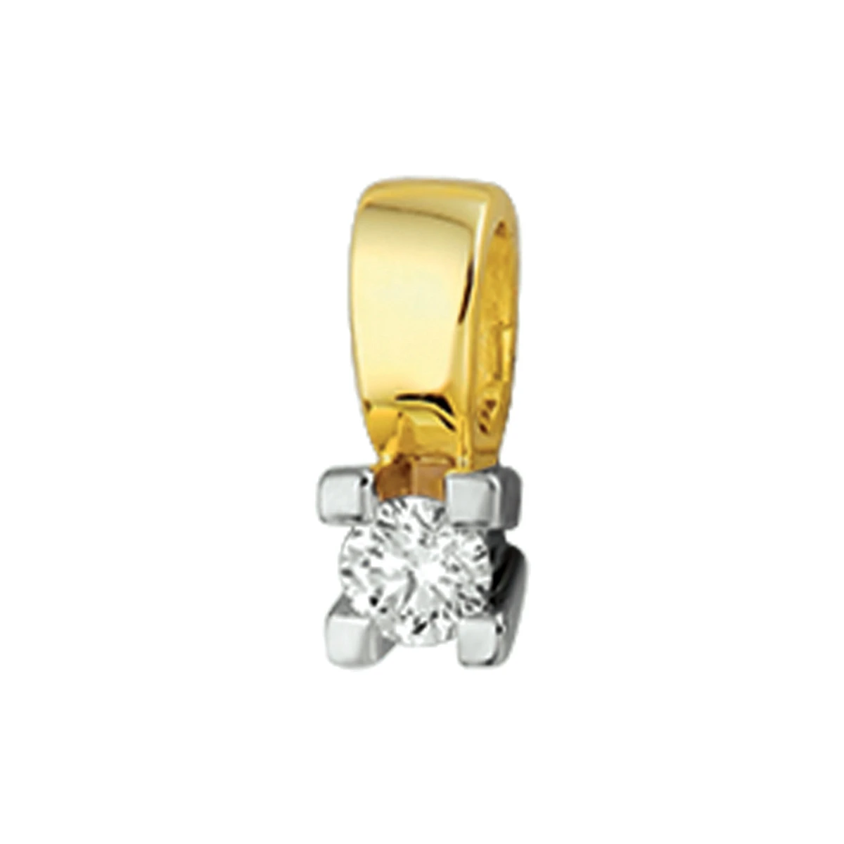 hanger diamant 0.15ct h si 10 mm 14K bicolor goud geel/wit