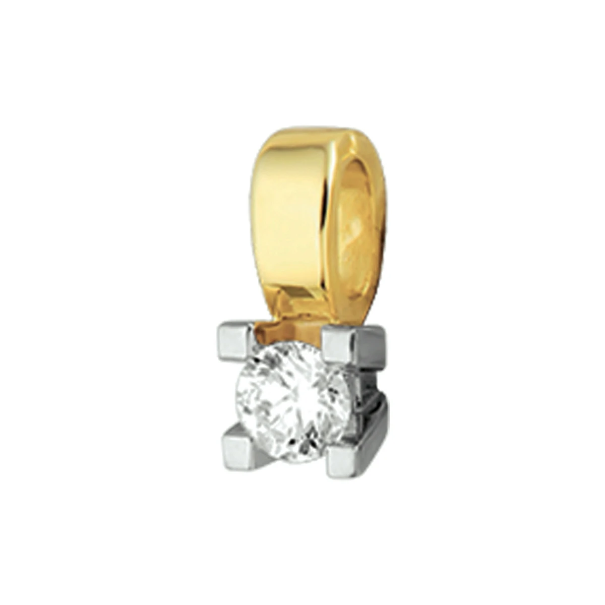 hanger diamant 0.25ct h si 11 mm 14K bicolor goud geel/wit