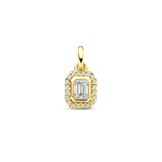 hanger diamant 0.31ct h si 13 mm halo 14K geelgoud