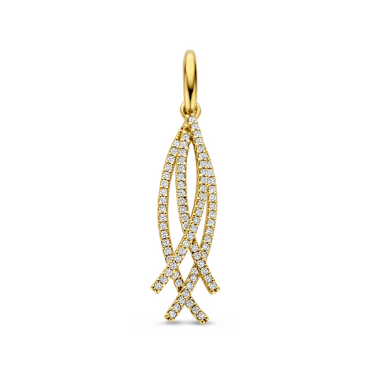 hanger diamant 0.42ct h si 40 mm 14K geelgoud