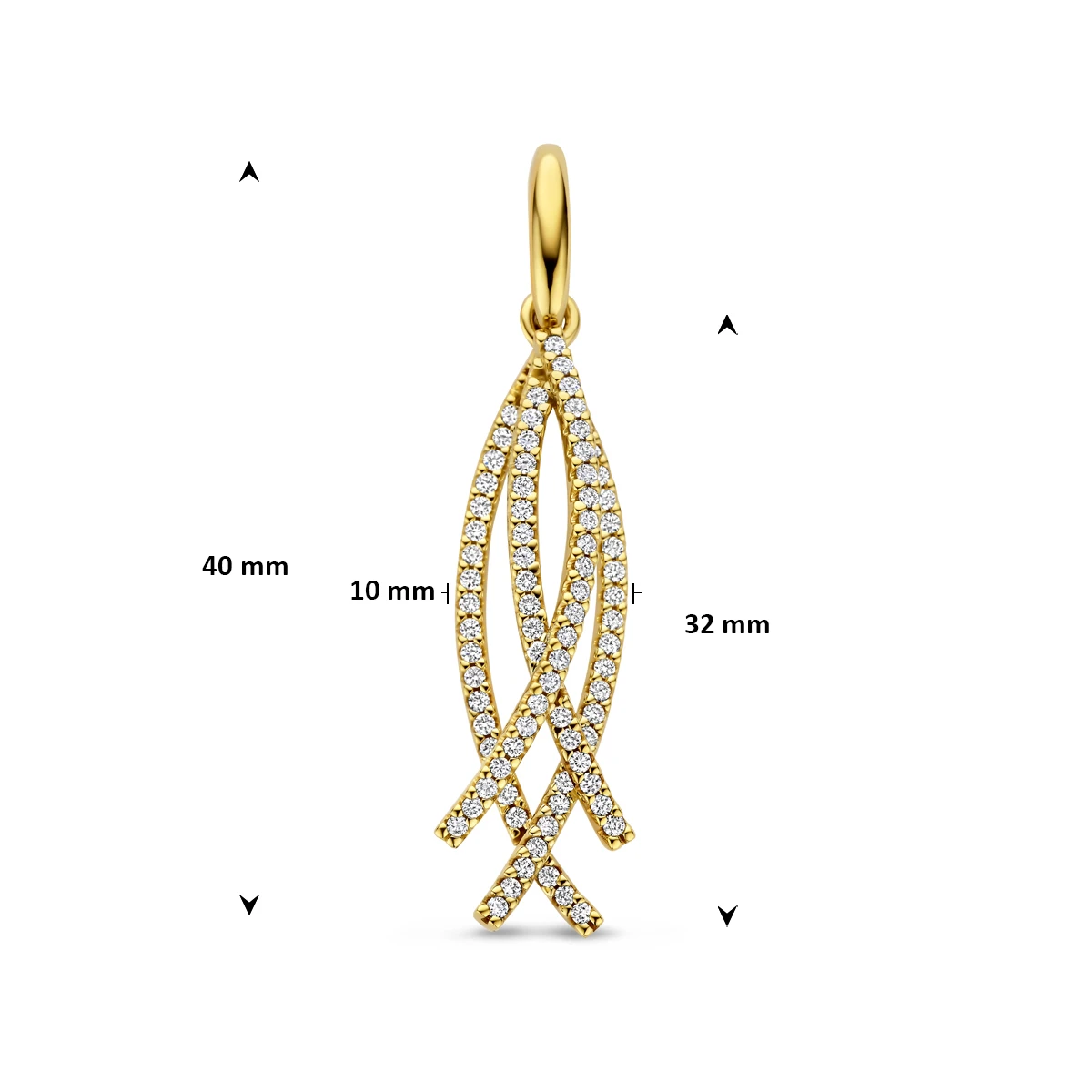 hanger diamant 0.42ct h si 40 mm 14K geelgoud