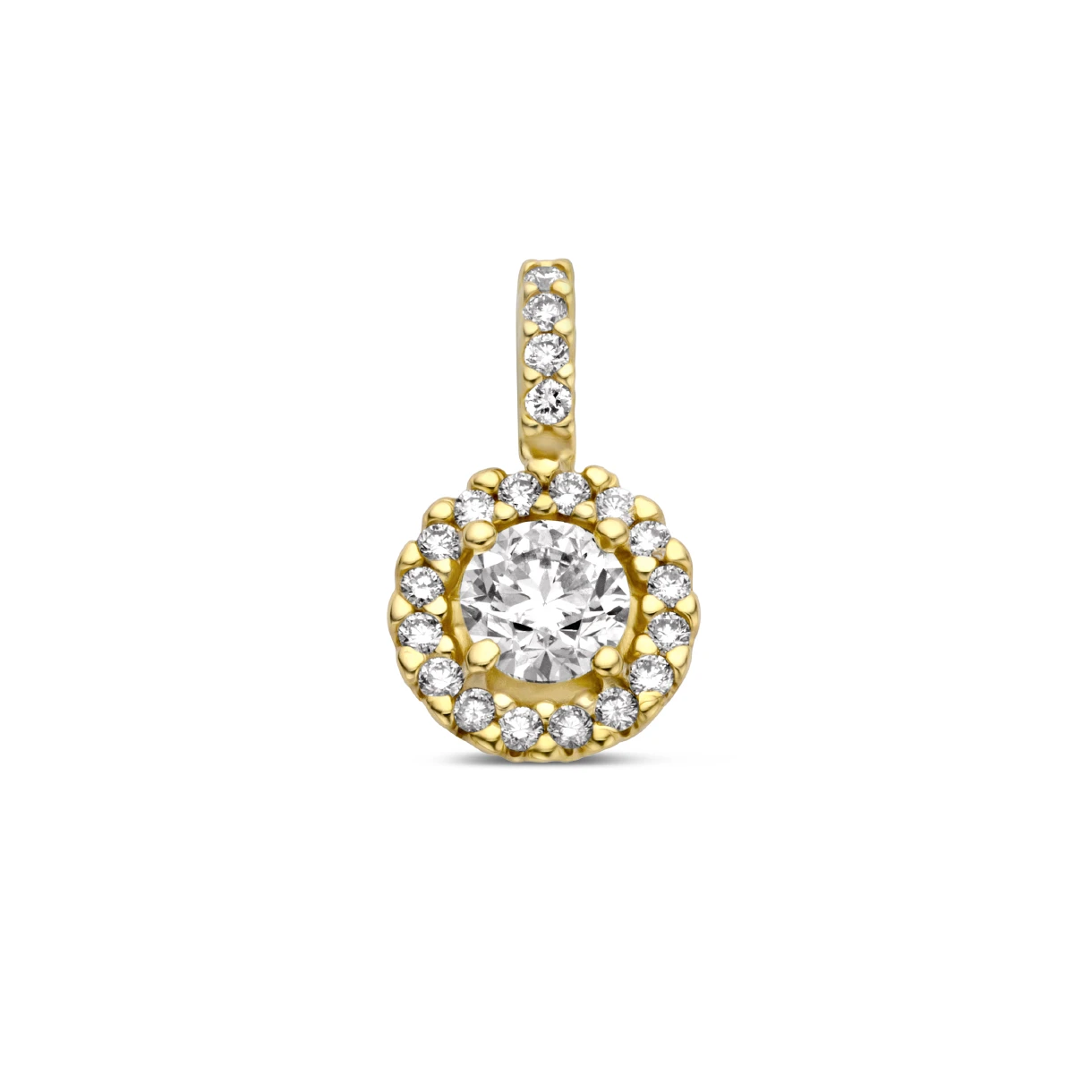 hanger diamant 0.43ct h si halo 14K geelgoud