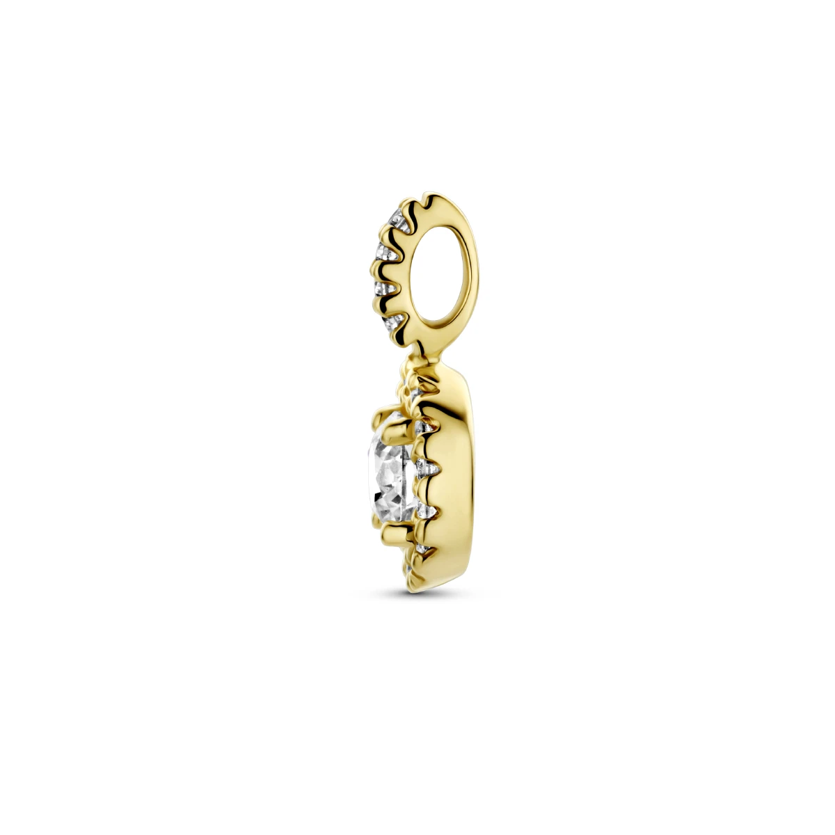 hanger diamant 0.43ct h si halo 14K geelgoud