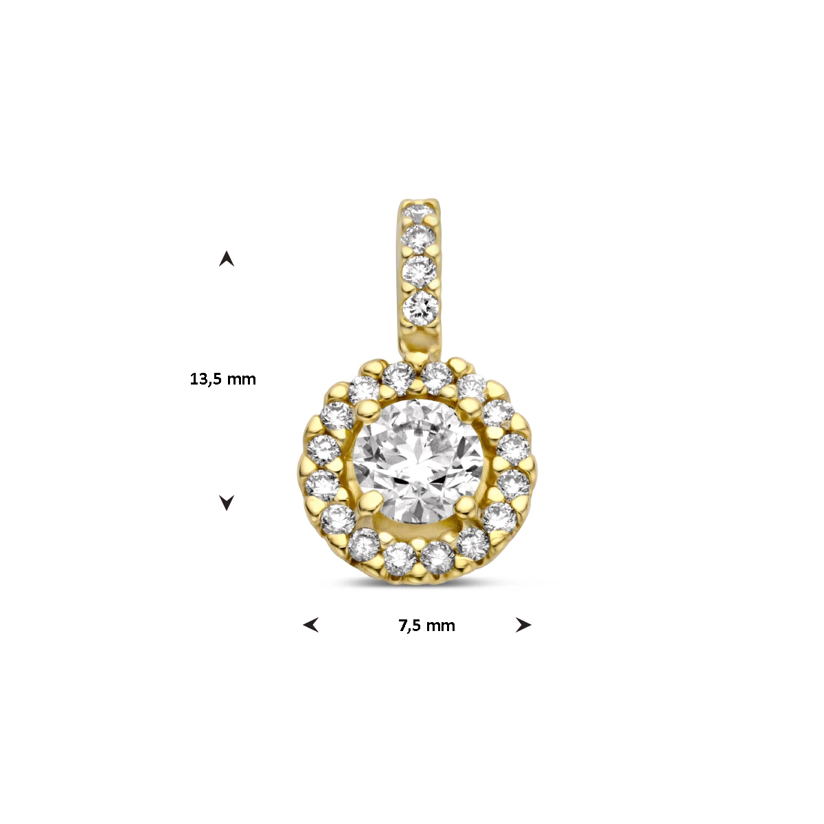 hanger diamant 0.43ct h si halo 14K geelgoud