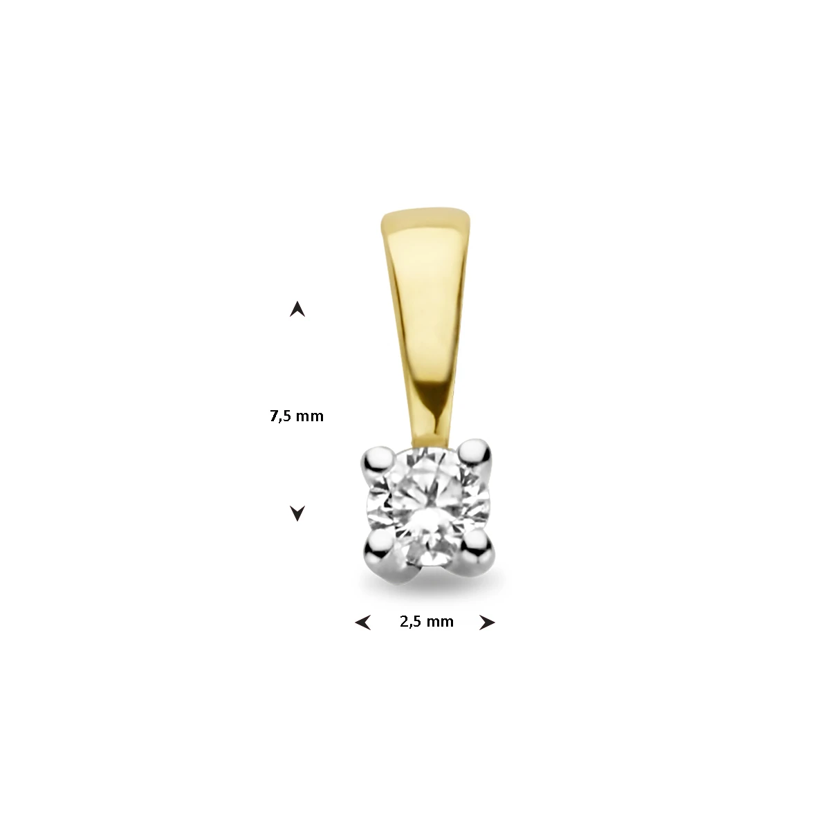 hanger diamant h si 14K bicolor goud geel/wit