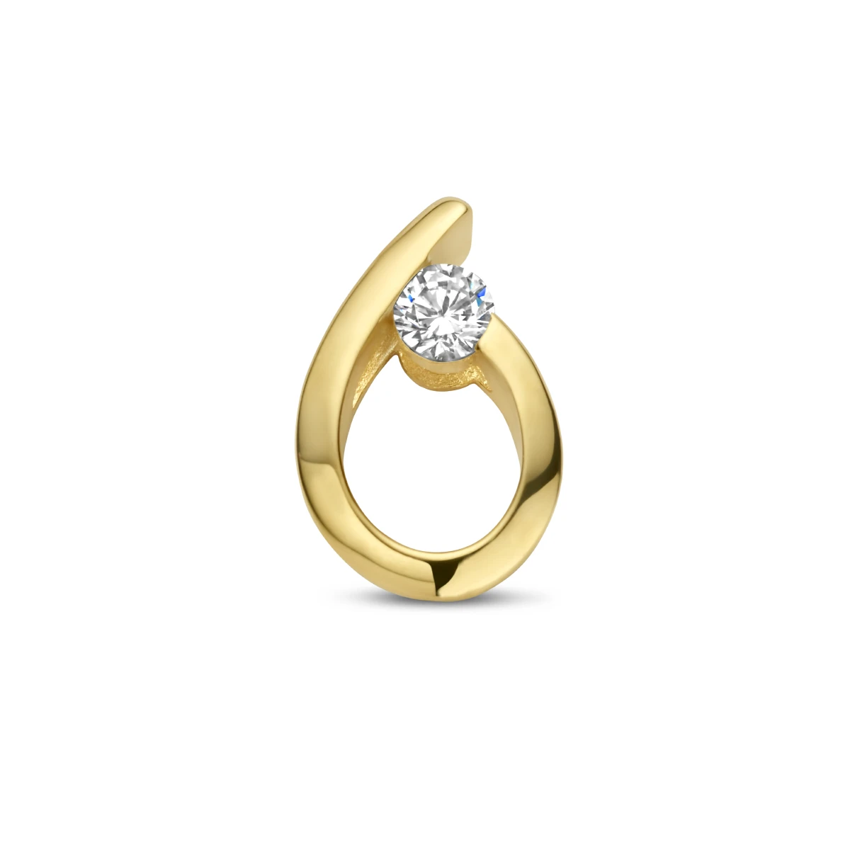 hanger druppel zirkonia 13 mm 14K geelgoud
