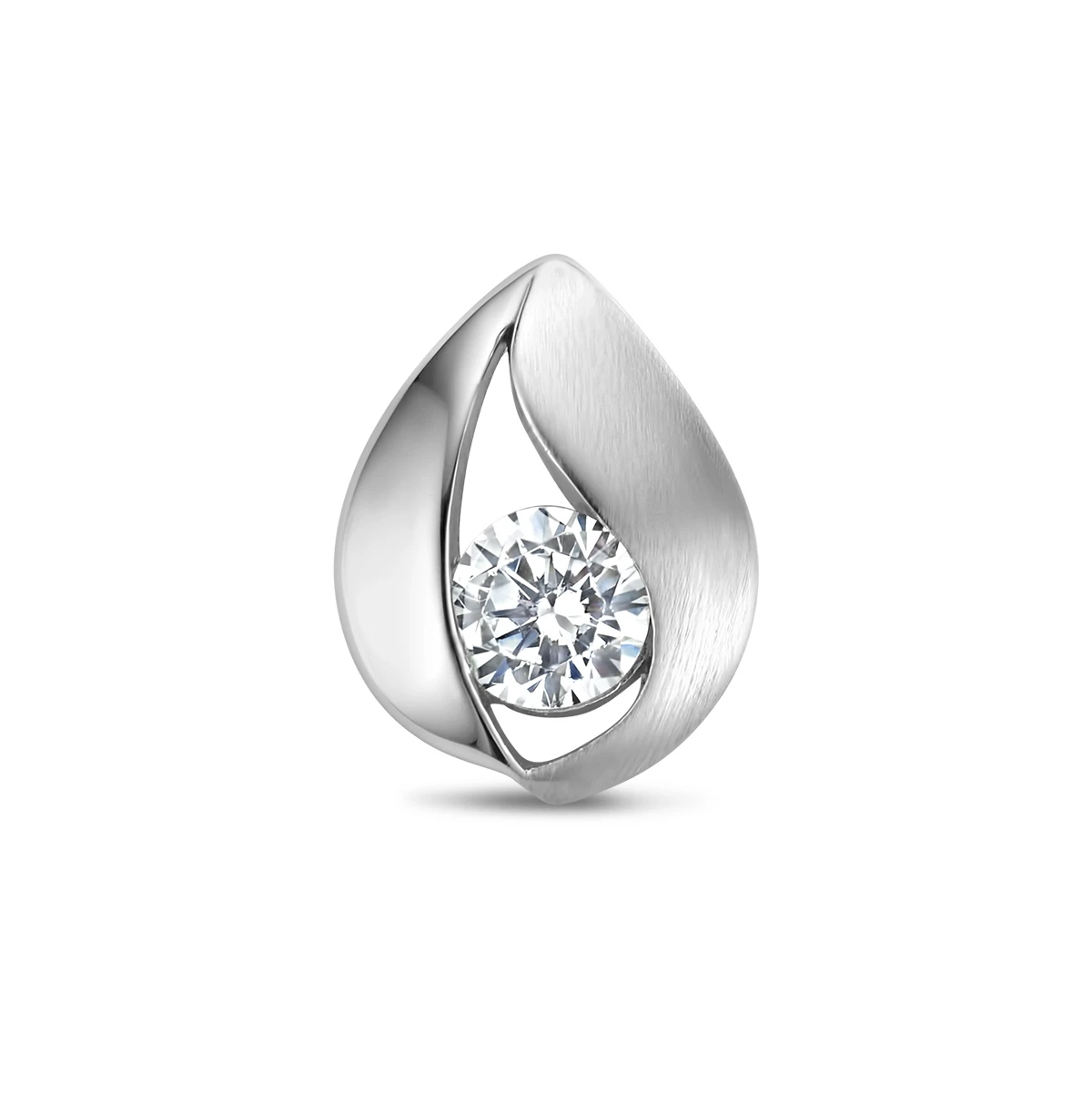 hanger druppel zirkonia poli/mat 11 mm zilver gerhodineerd