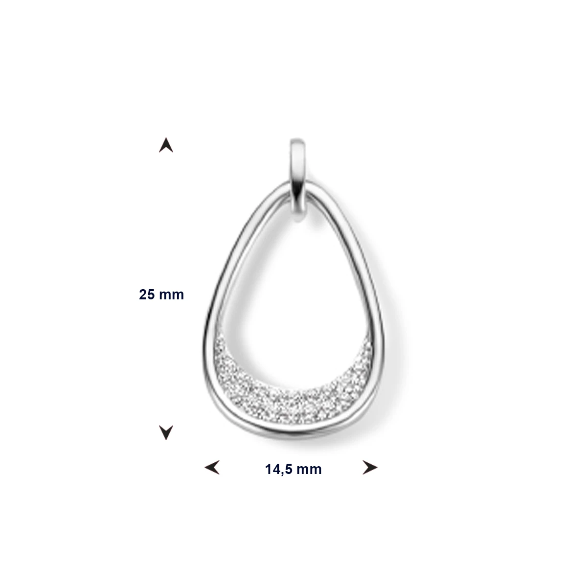 hanger druppel zirkonia zilver gerhodineerd
