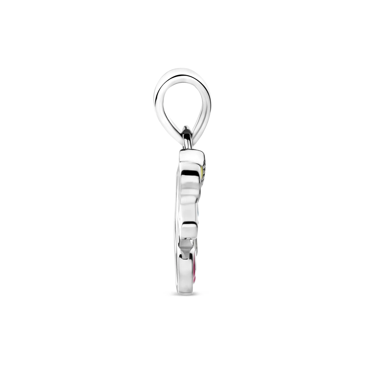 hanger eenhoorn emaille 15 mm zilver gerhodineerd
