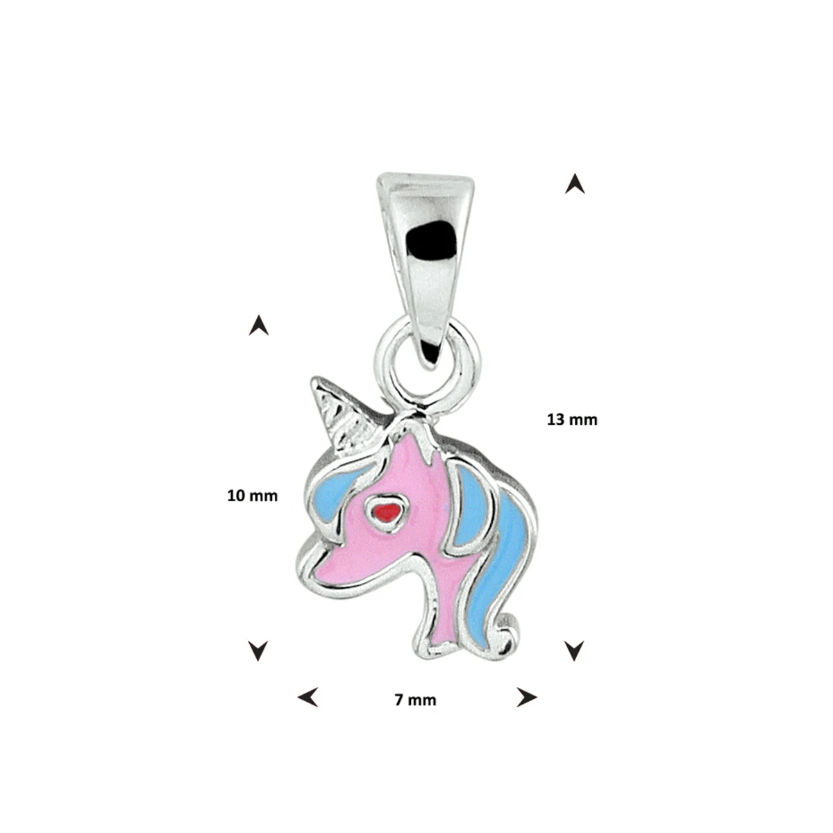 hanger eenhoorn emaille zilver gerhodineerd
