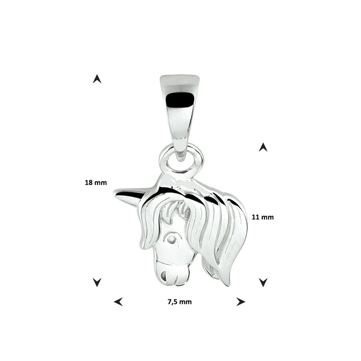 hanger eenhoorn zilver gerhodineerd