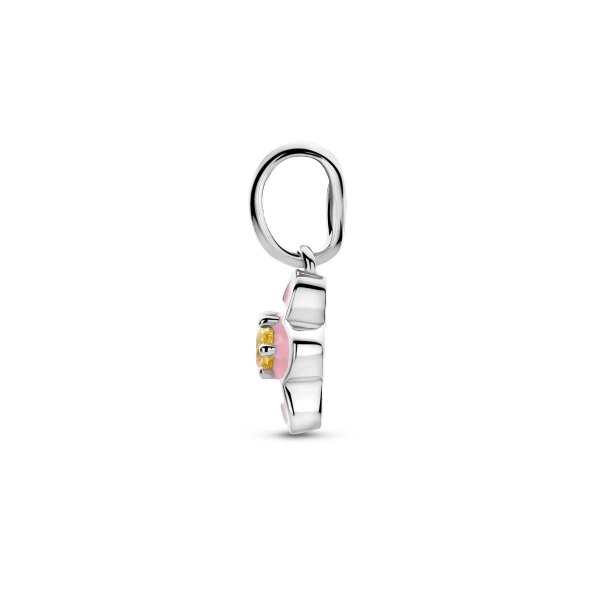 hanger emaille bloem zirkonia 12 mm zilver gerhodineerd