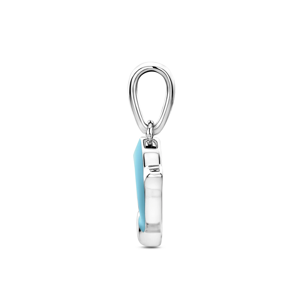 hanger emaille dolfijn blauw 17 mm zilver gerhodineerd