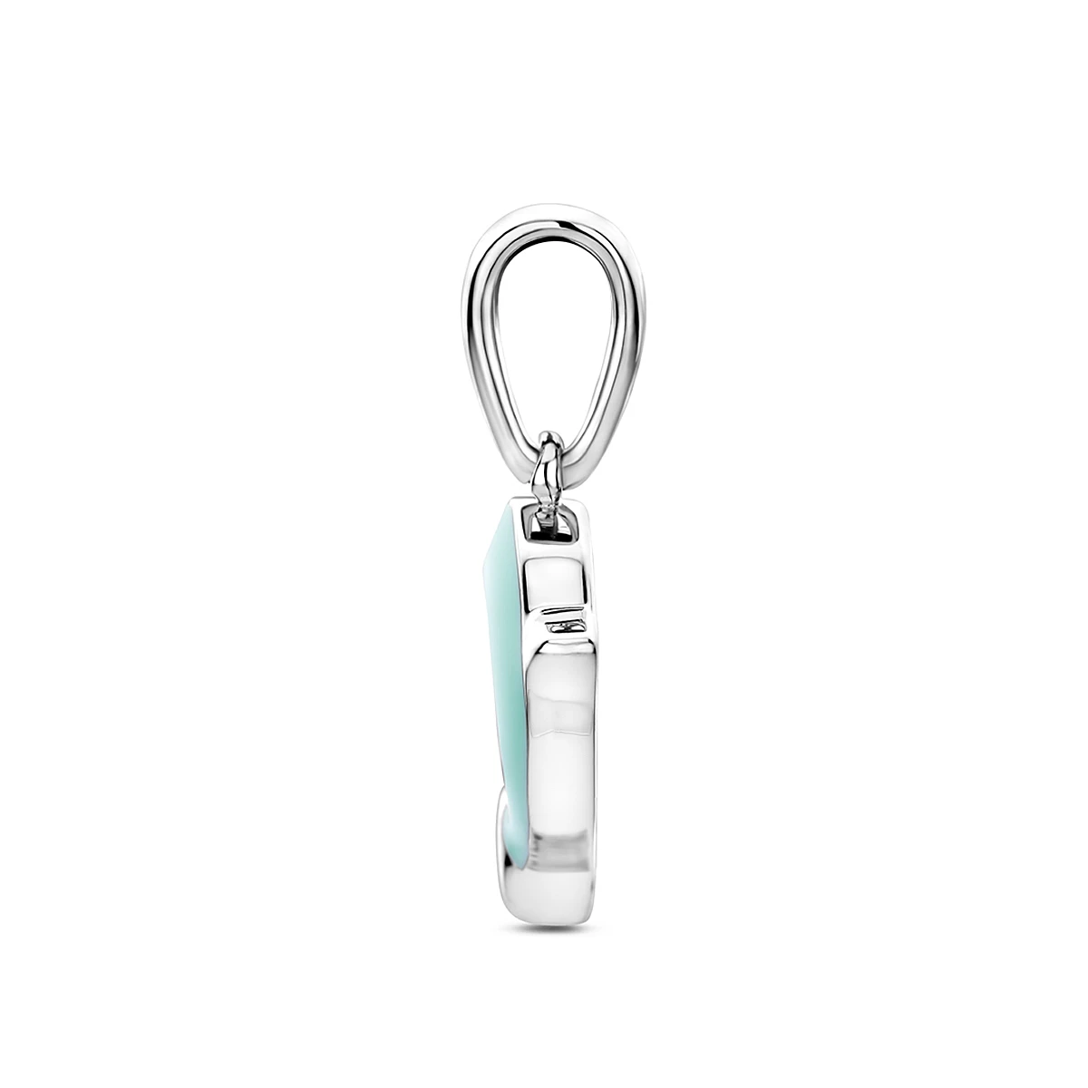 hanger emaille dolfijn groen 17 mm zilver gerhodineerd