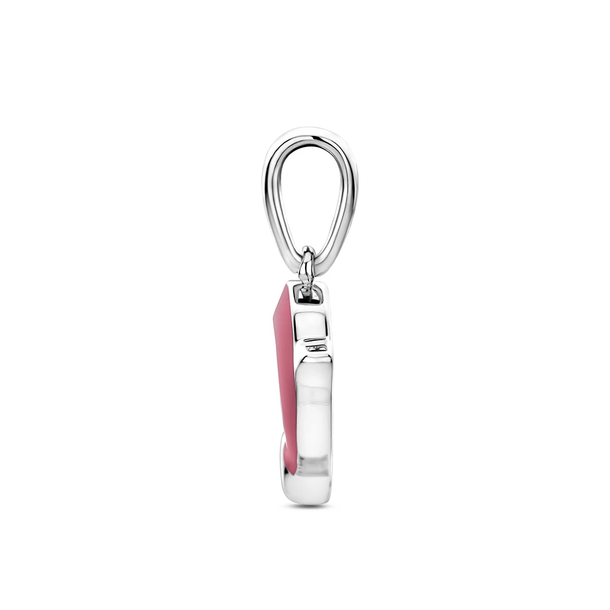 hanger emaille dolfijn rood 17 mm zilver gerhodineerd
