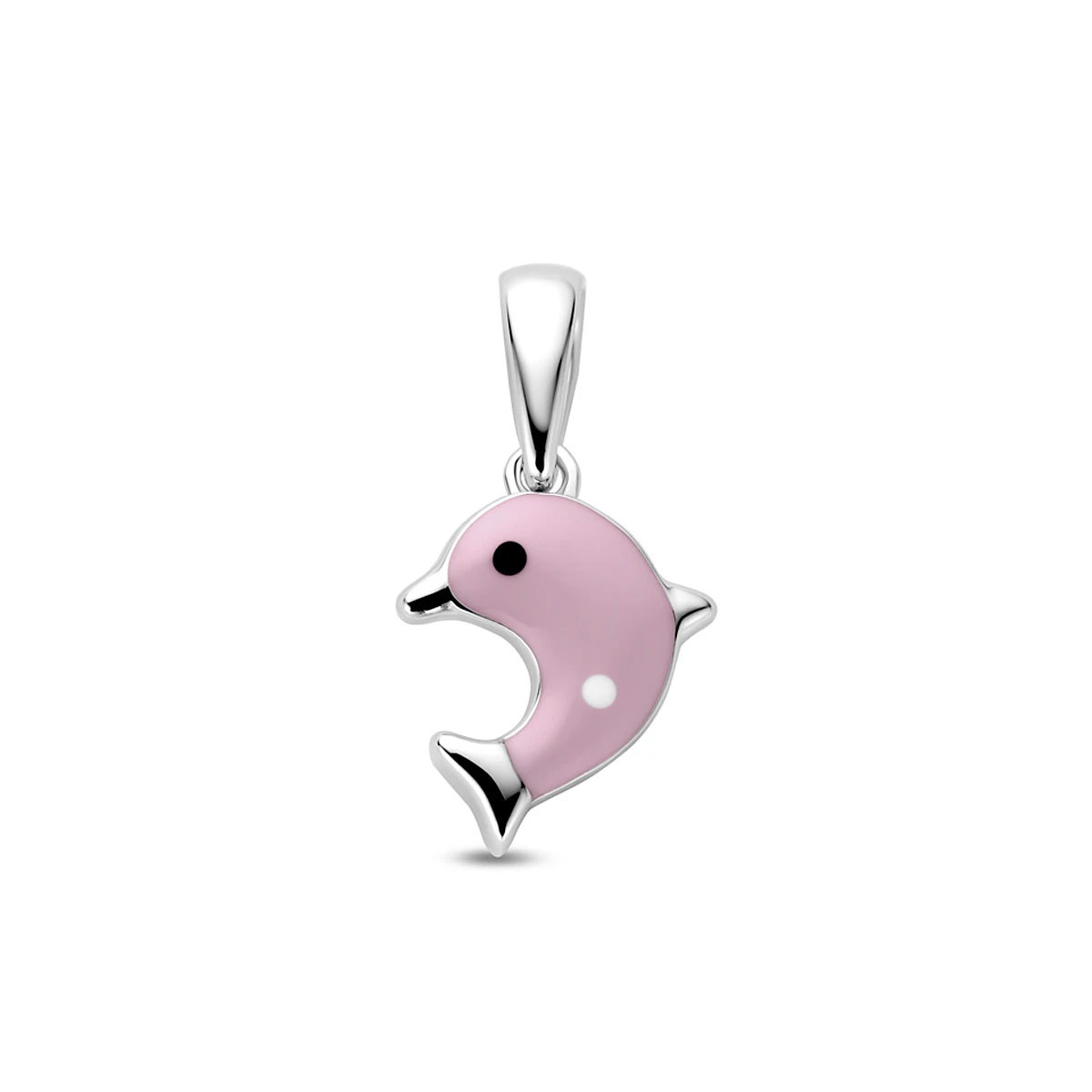 hanger emaille dolfijn roze 17 mm zilver gerhodineerd