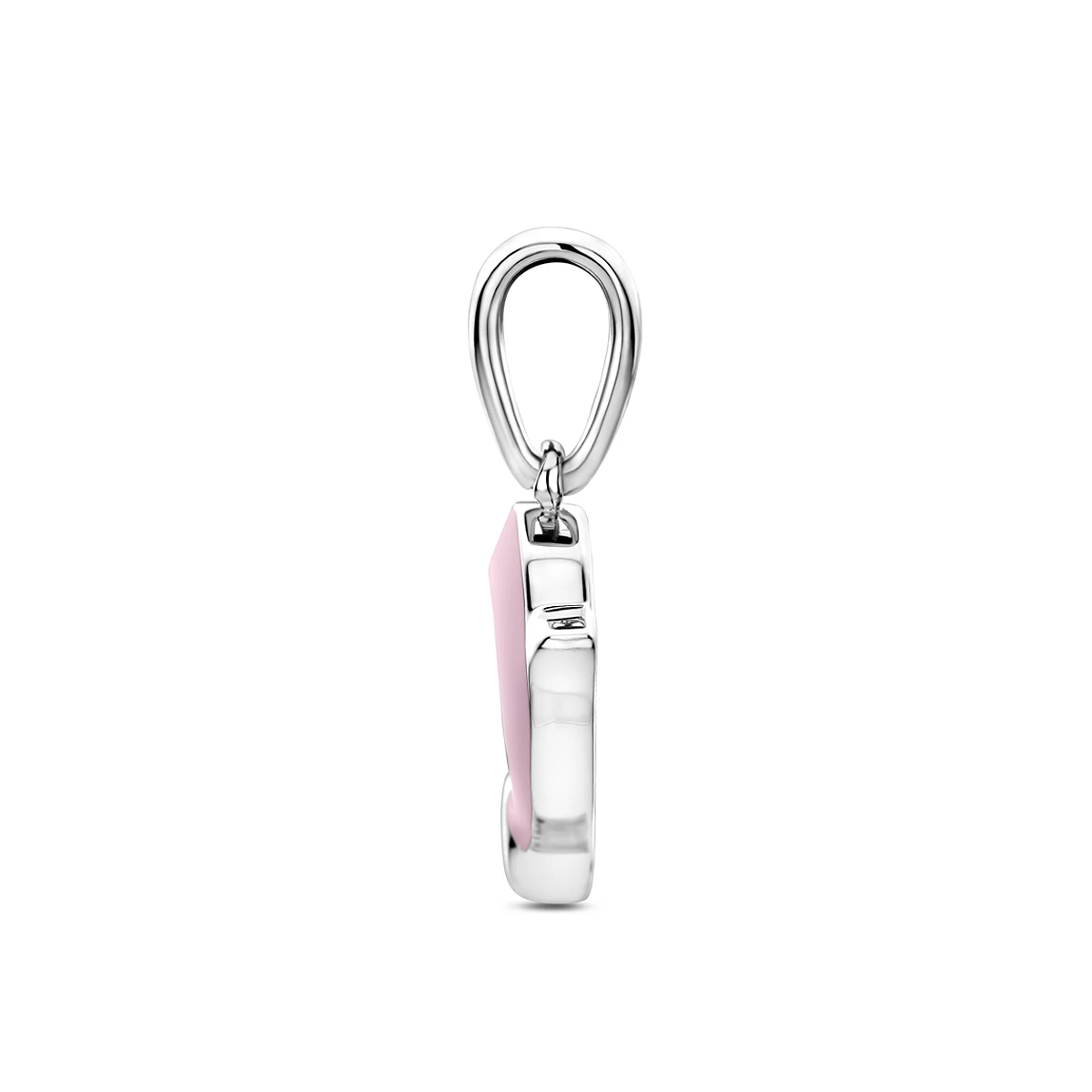 hanger emaille dolfijn roze 17 mm zilver gerhodineerd