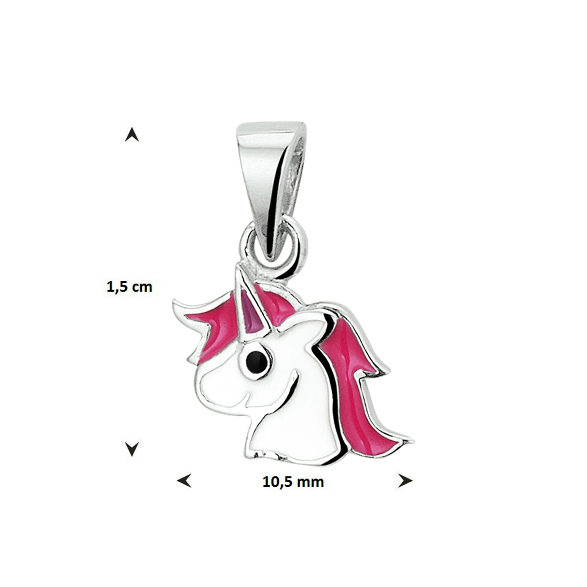hanger emaille eenhoorn zilver gerhodineerd