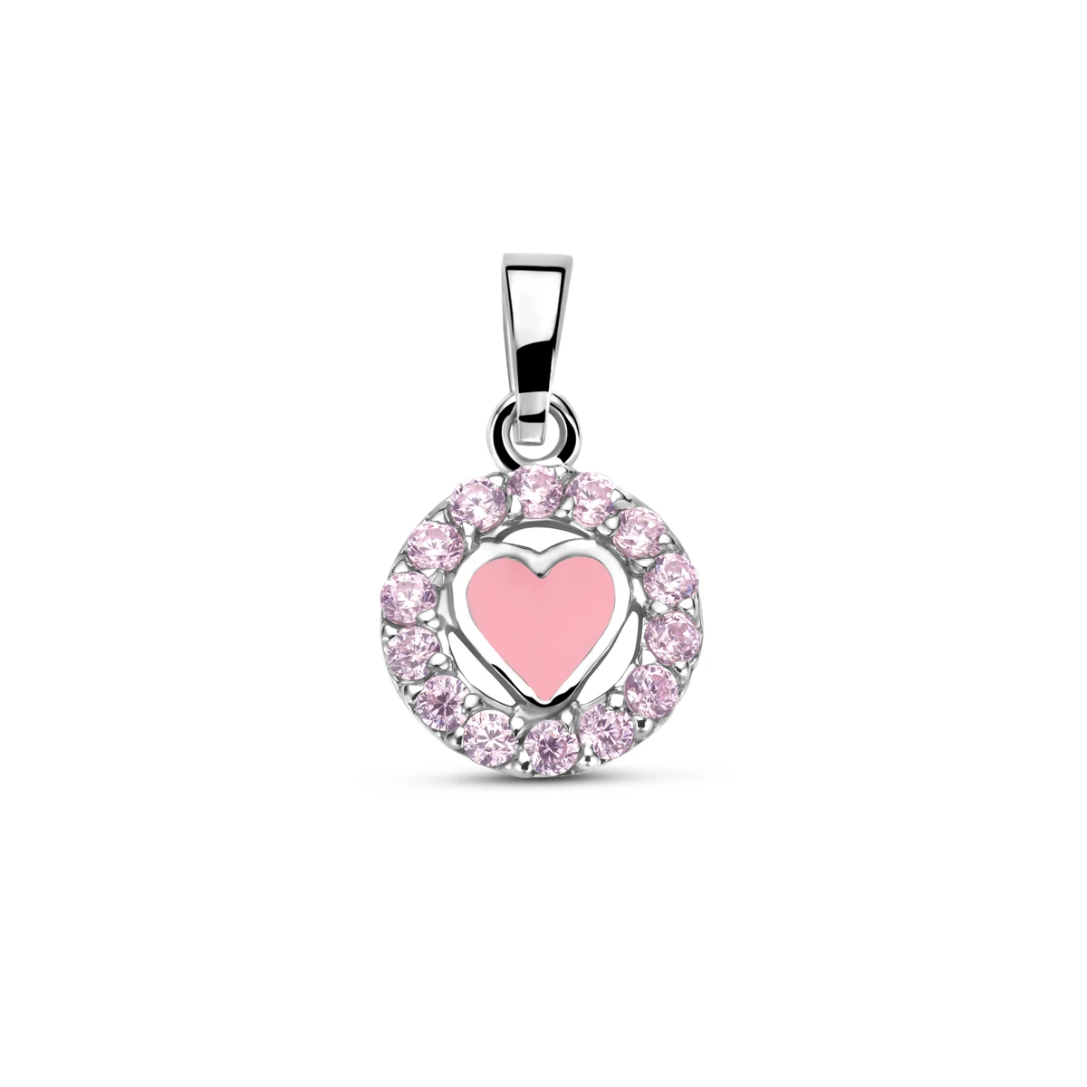 hanger emaille hart zirkonia 15 mm zilver gerhodineerd
