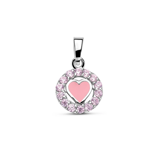 hanger emaille hart zirkonia 15 mm zilver gerhodineerd