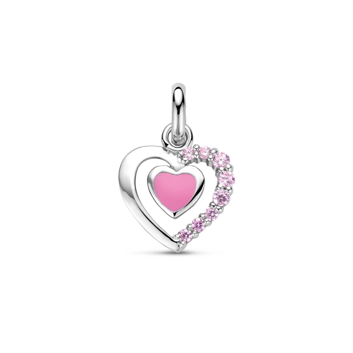 hanger emaille hart zirkonia 15 mm zilver gerhodineerd