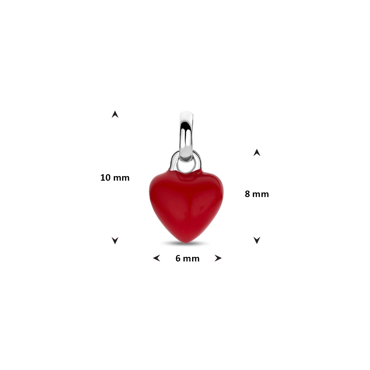 hanger emaille hartje 10 mm zilver gerhodineerd