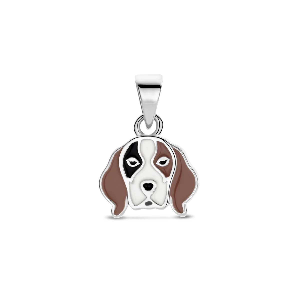 hanger emaille hond 14 mm zilver gerhodineerd