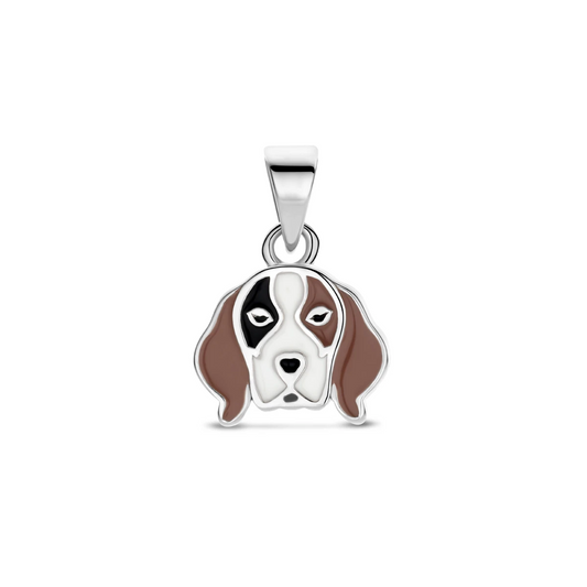 hanger emaille hond 14 mm zilver gerhodineerd