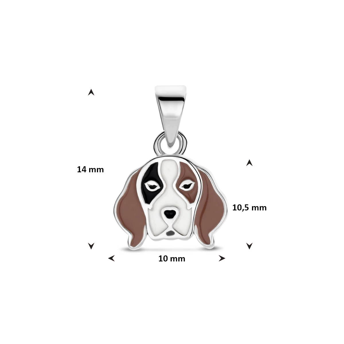 hanger emaille hond 14 mm zilver gerhodineerd