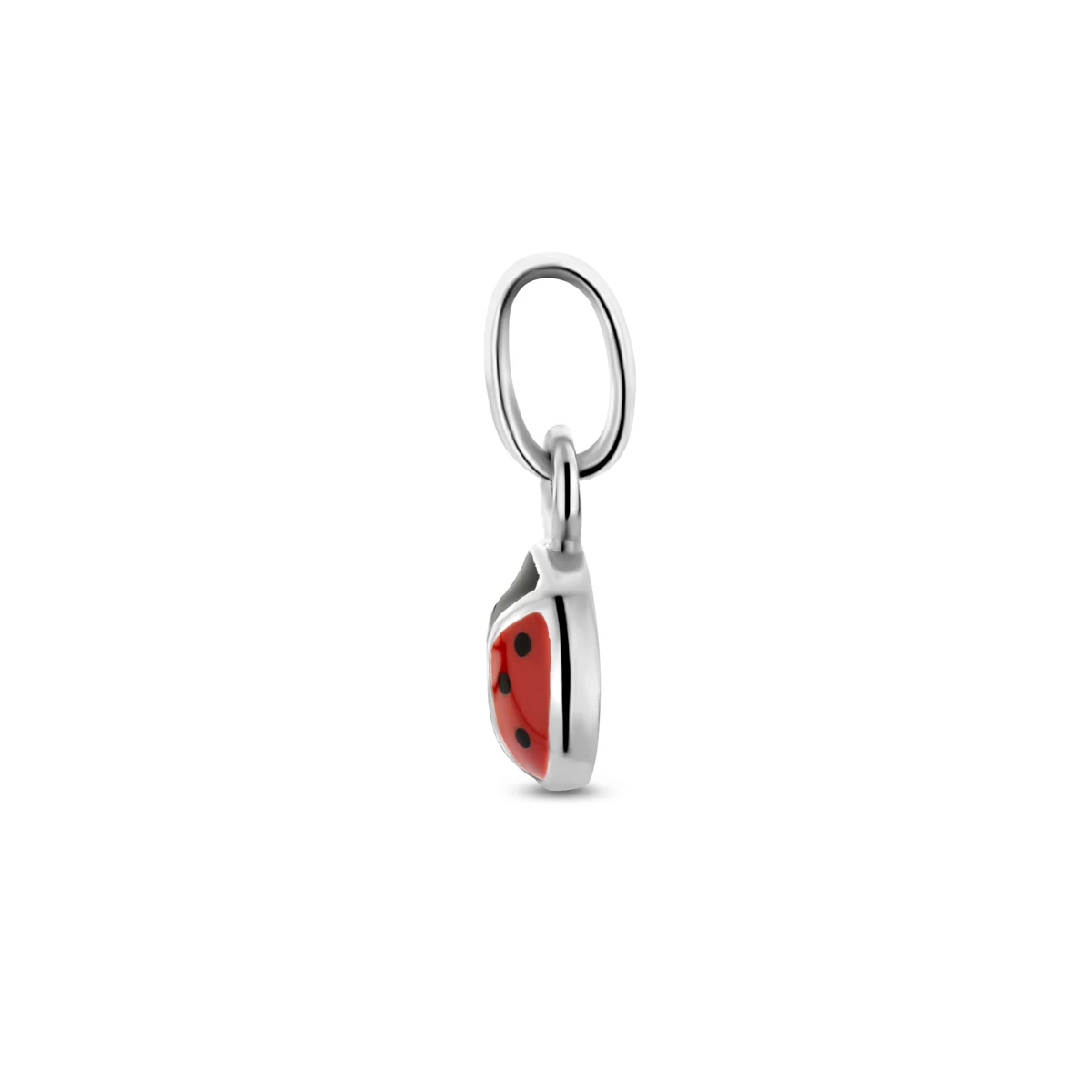 hanger emaille lieveheersbeestje 4 mm zilver gerhodineerd