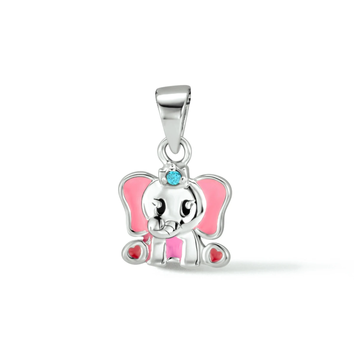 hanger emaille olifant blauw zirkonia zilver gerhodineerd