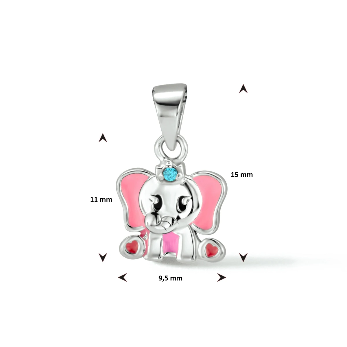hanger emaille olifant blauw zirkonia zilver gerhodineerd
