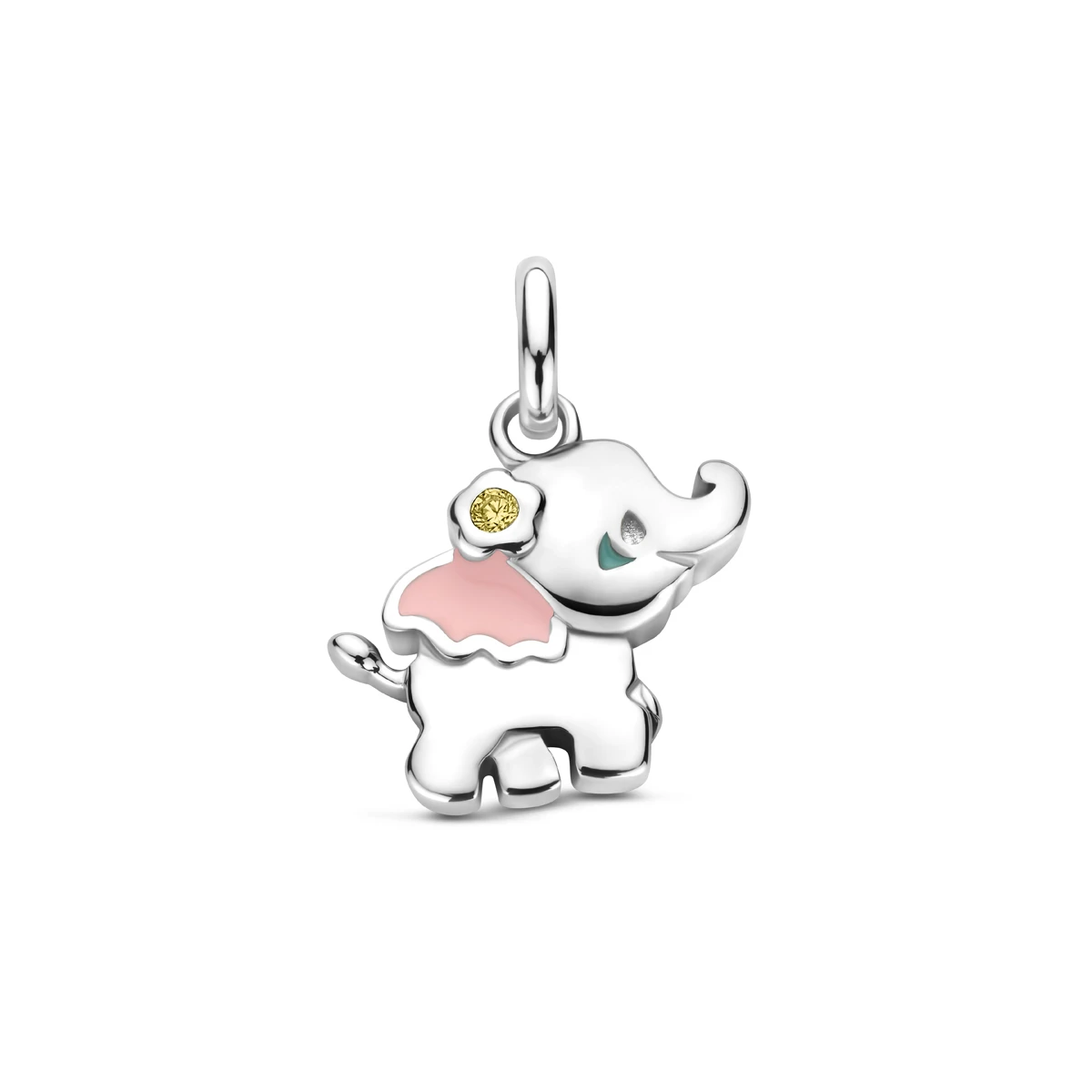hanger emaille olifant zirkonia 17 mm zilver gerhodineerd