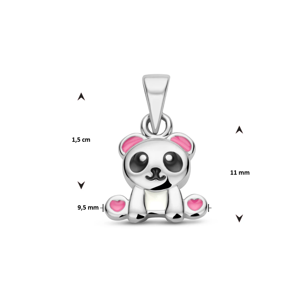 hanger emaille panda zilver gerhodineerd