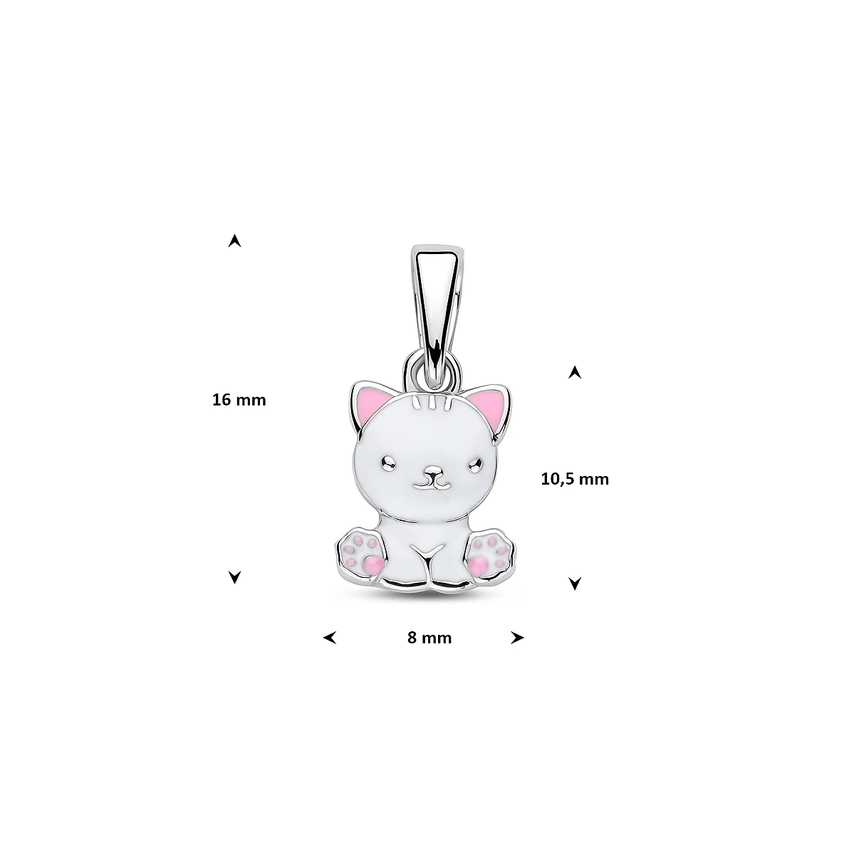 hanger emaille poes 16 mm zilver gerhodineerd