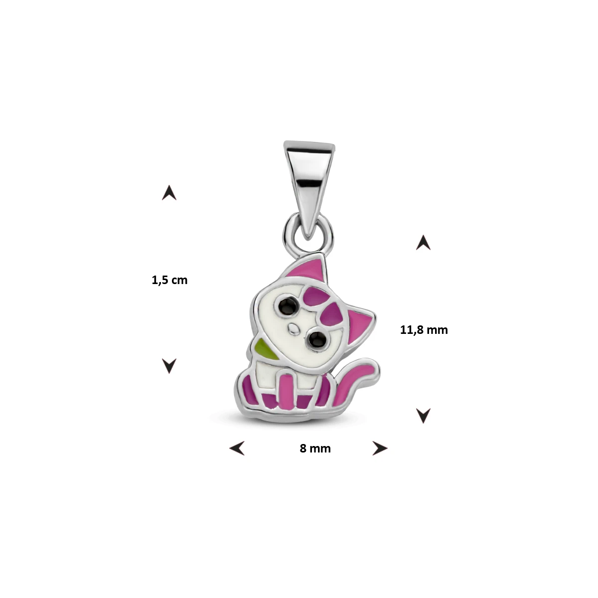 hanger emaille poes zilver gerhodineerd
