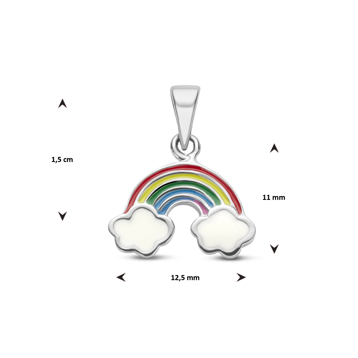 hanger emaille regenboog zilver gerhodineerd