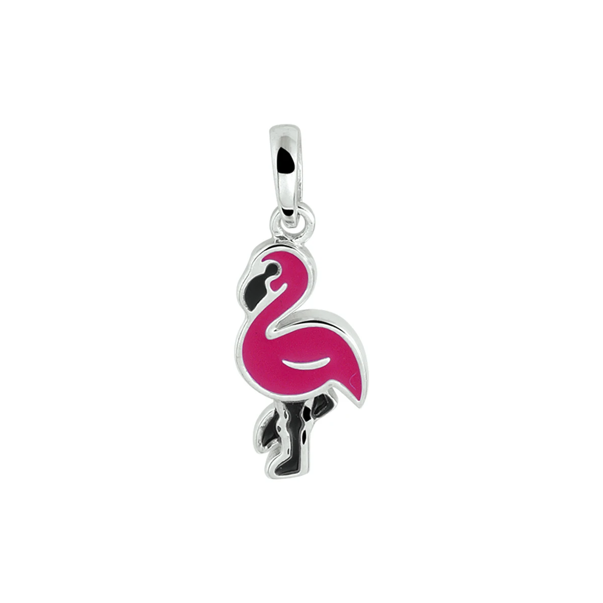 hanger flamingo emaille zilver gerhodineerd