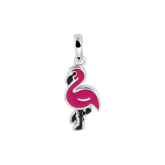 hanger flamingo emaille zilver gerhodineerd