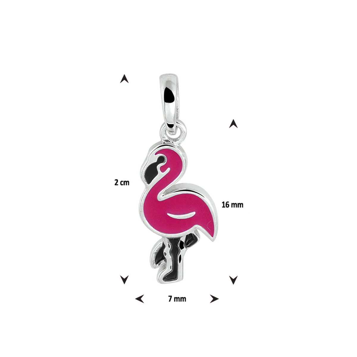 hanger flamingo emaille zilver gerhodineerd