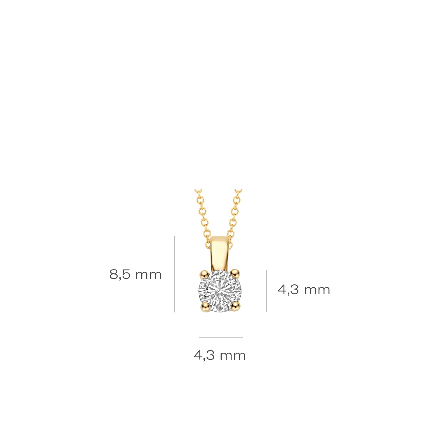 Hanger Geelgoud (14k) met Lab grown Diamant