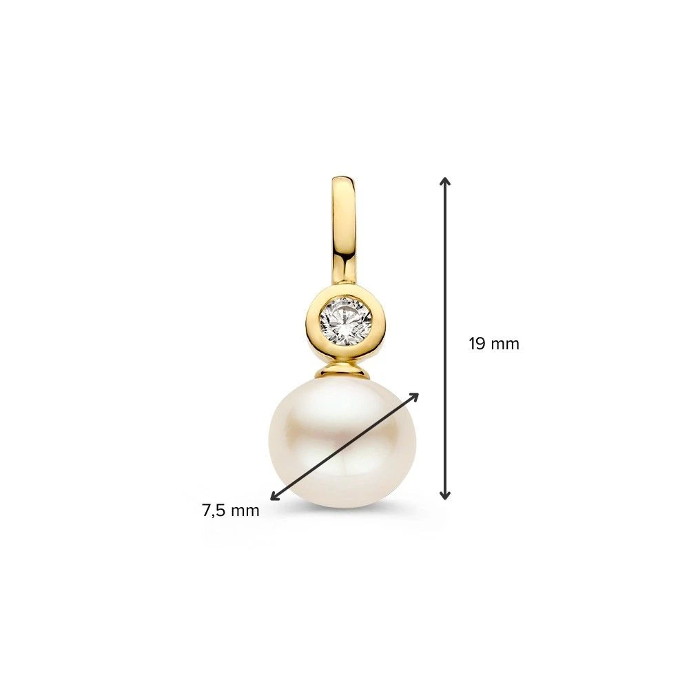 Hanger geelgoud parel/zirkonia