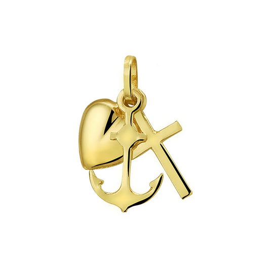 hanger geloof, hoop en liefde 11 mm 14K geelgoud